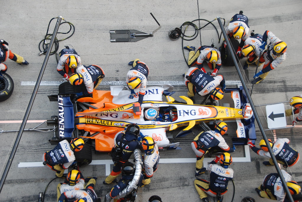 Formula 1 pit crew at work