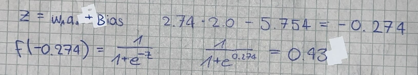Neural Network Calculation Example